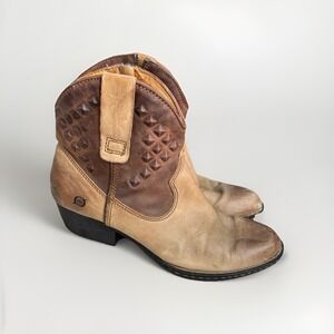 Born Jin Brown Suede western ankle leather cowboy boot Size 8.5